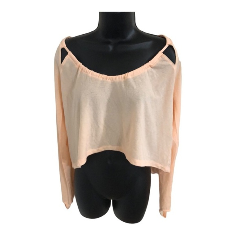 Free people fp movement salmon peach cutout cropped blouse top size‎ small new